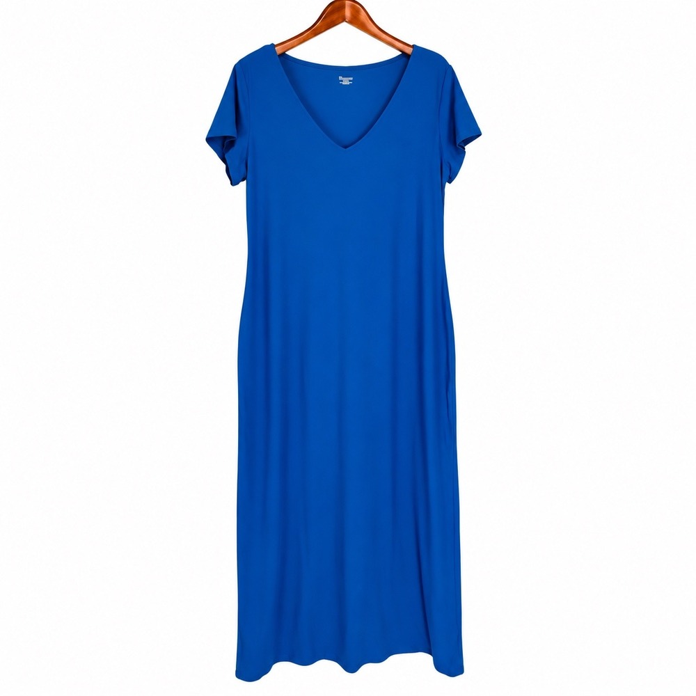 No Boundaries Blue V-Neck Maxi Dress XXL 20 Short Sleeve Recycled Polyester